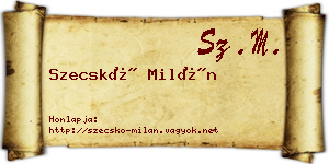 Szecskó Milán névjegykártya