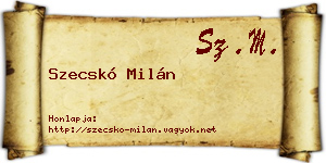 Szecskó Milán névjegykártya