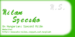milan szecsko business card